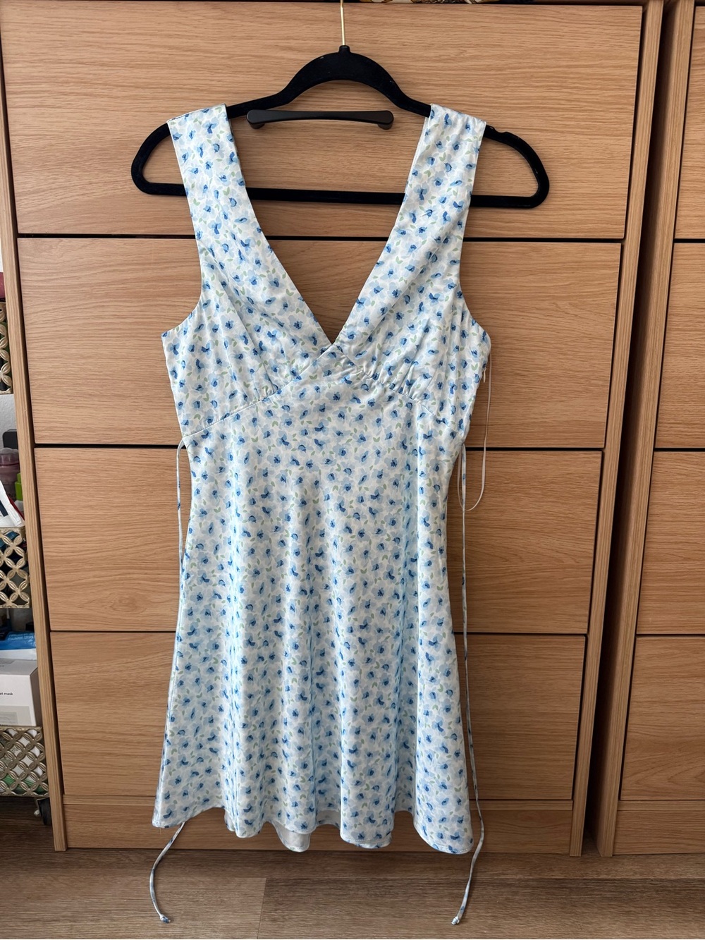 Blue Floral V-Neck Women’s Summer Dress